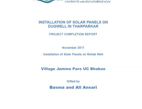 Installation of Solar Panels on Dugwell in Tharparkar
